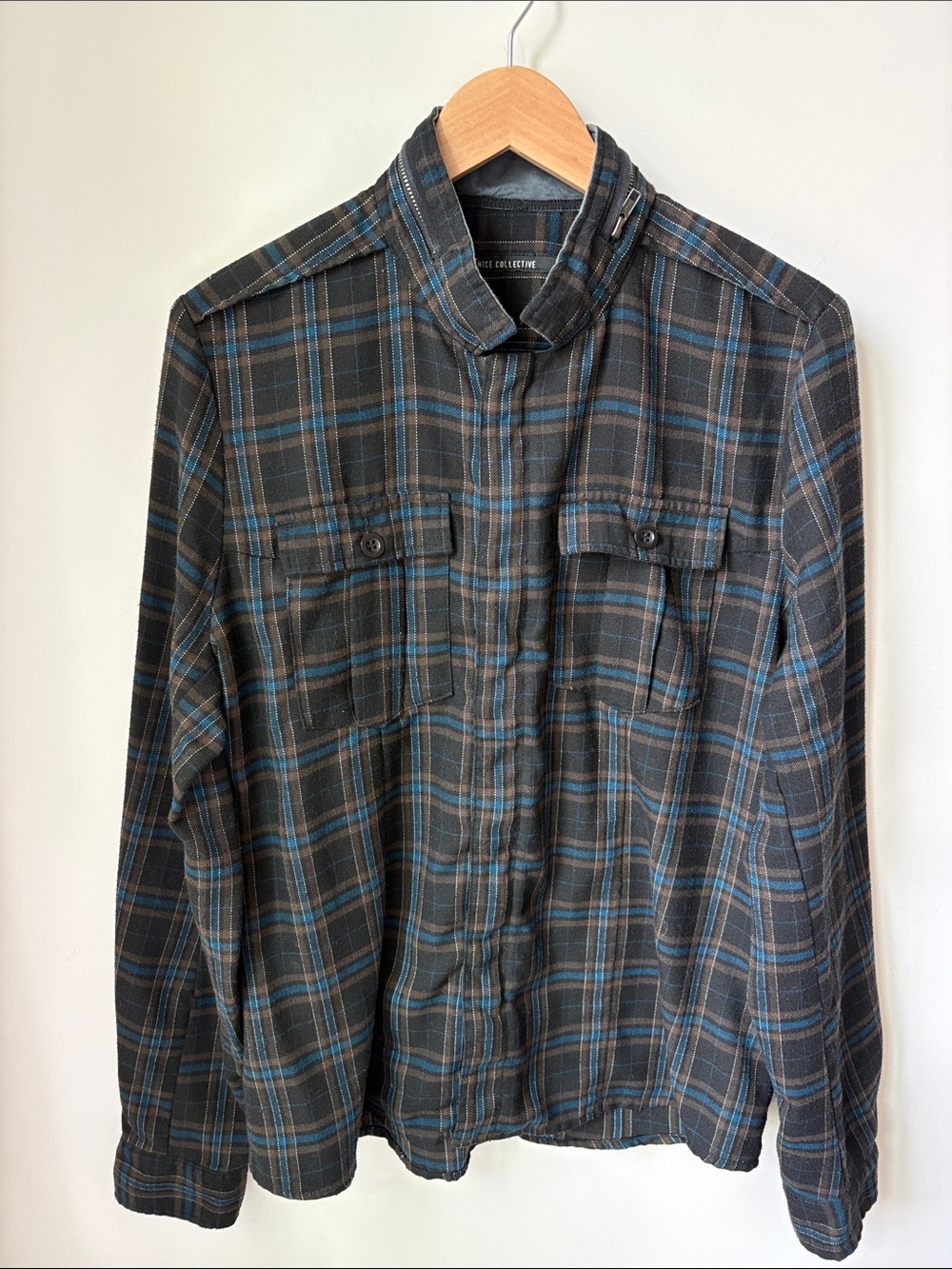 Nice Collective Zip/Snap Front Men's Flannel Plaid Shirt Shacket Jacket Size XL
